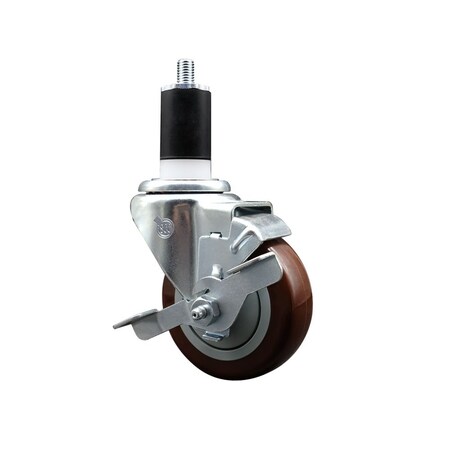 Service Caster 3.5'' Maroon Poly Swivel 1-1/2'' Expanding Stem Caster with Brake SCC-EX20S3514-PPUB-MRN-TLB-112